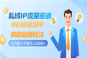 私域IP流量密训：小白也能爆单的微信赚钱法，从月薪三千到月入10000+