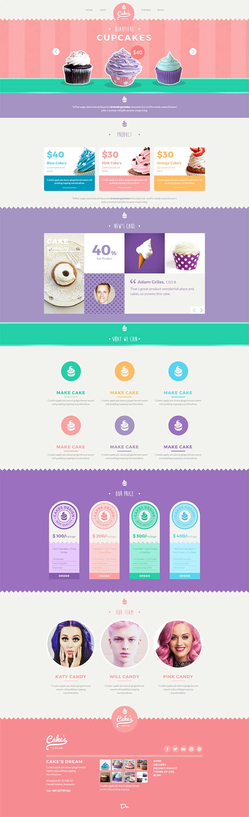 响应式甜品点心冰淇淋店静态html网站模板