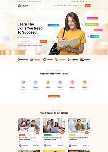 在线教育网站模板 国外教育培训机构静态网页模板下载