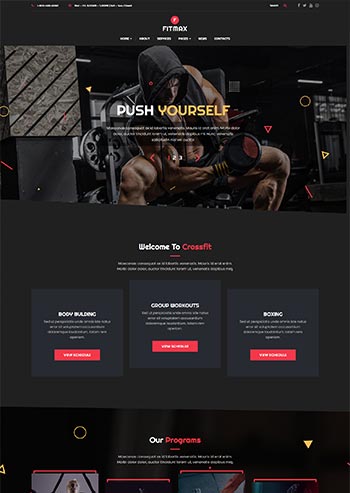 国外黑色炫酷的健身英文网站html模板
