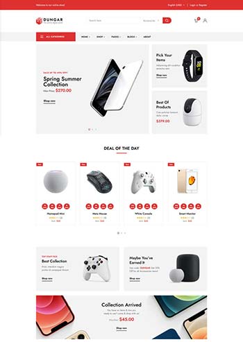 红色的电子数码商店HTML响应式模板