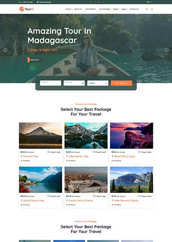 大气的旅游套餐服务HTML5网站模板