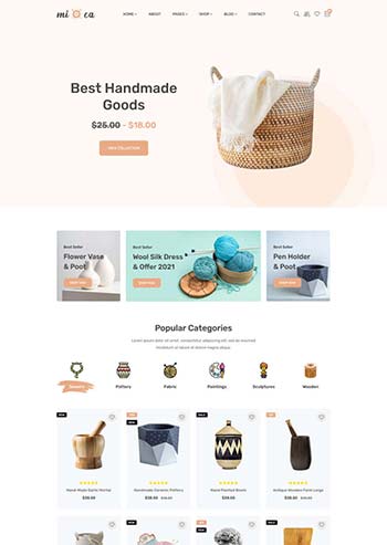 简洁的手工商品电子商务HTML模板