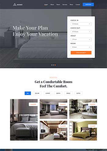 多功能的度假村和酒店官网HTML模板
