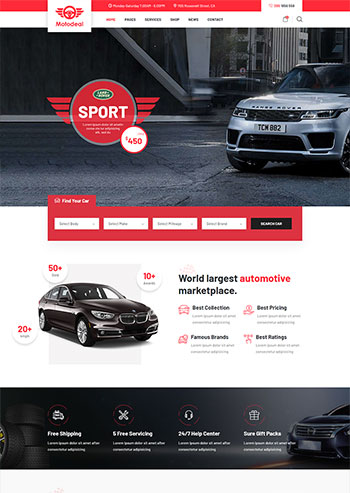 红色大气的汽车销售交易平台静态网页html模板