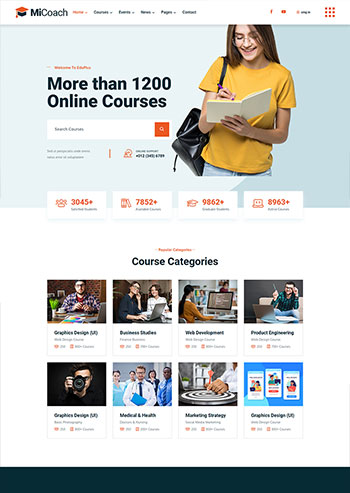 响应式在线课程教育培训行业HTML5静态网站模板